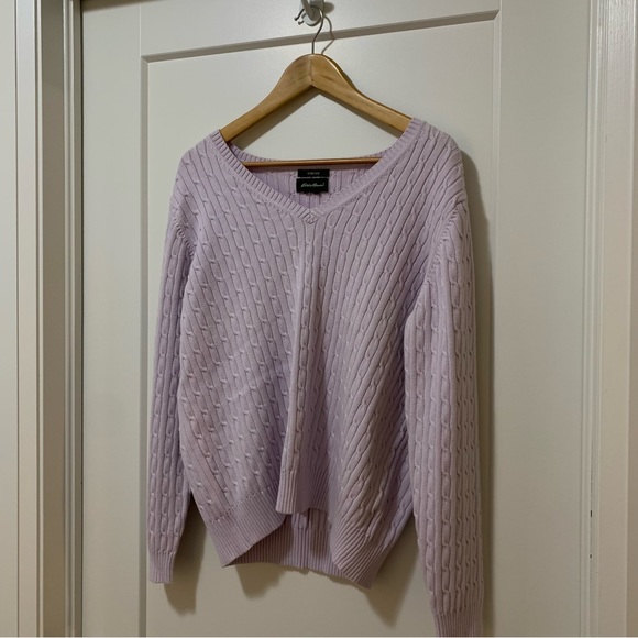 2 Set - EDDIE BAUER - Vintage Cable Knit - V Neck Sweaters - Women’s L - Picture 6 of 11